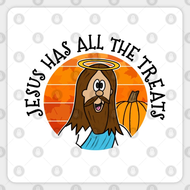 Jesus Has All The Treats Christian Halloween Alternative Sticker by doodlerob